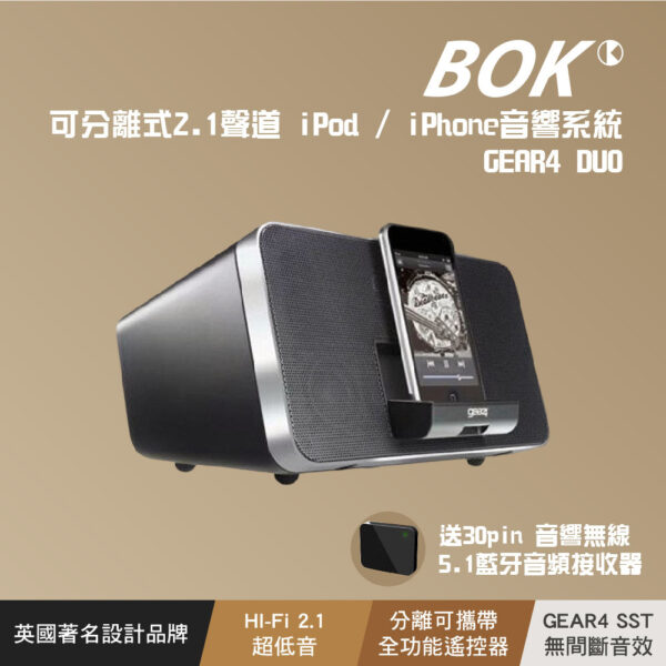 GEAR4 DUO 2.1聲道  iPod / iPhone音響系統 (送30pin 音響無線 5.1藍牙音頻接收器)：圖片 2