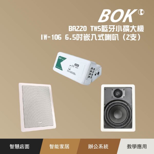 BA220 TWS藍牙小擴大機+ IW-106 6.5吋嵌入式喇叭（2支）：圖片 2
