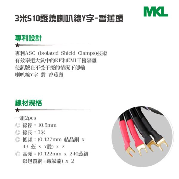 3米S10發燒喇叭線Y字-香蕉頭 3S10：圖片 3